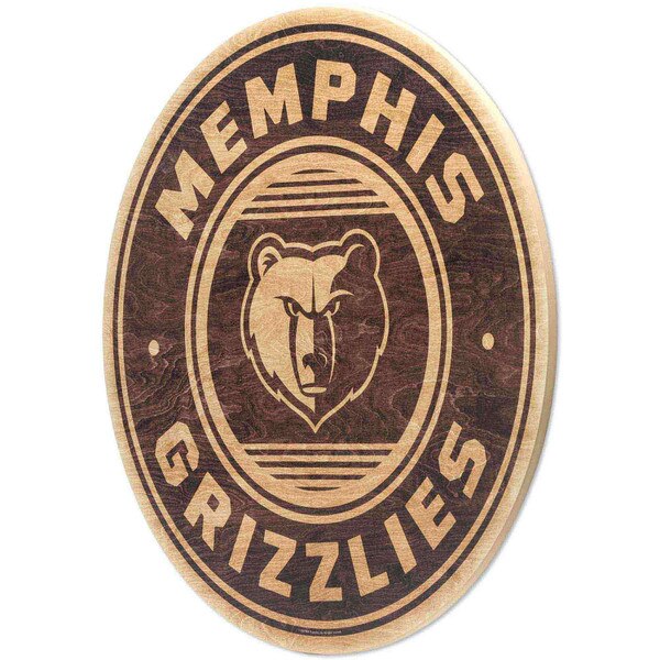 Memphis Grizzlies Logo Round Natural Wood Wall Decor Open Road Brands